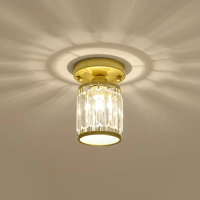 Crystal Foyer Ceiling Lamp - Modern Black/Gold Semi-Flush Design -  - #tag1#