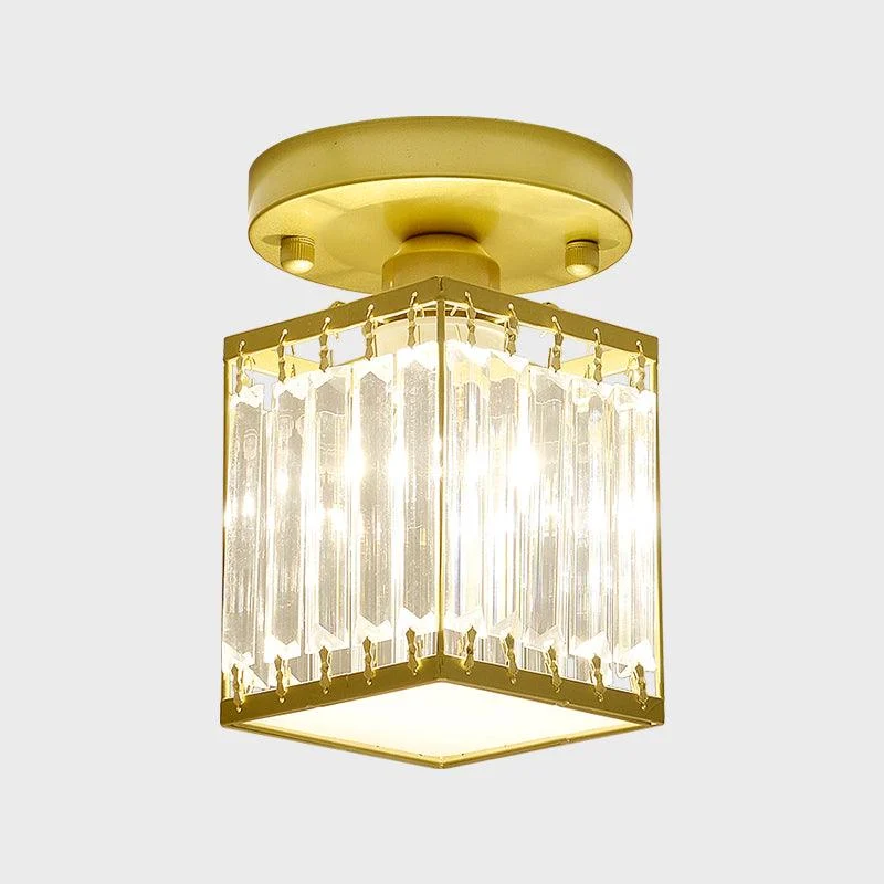 Crystal Foyer Ceiling Lamp - Modern Black/Gold Semi-Flush Design -  - #tag1#