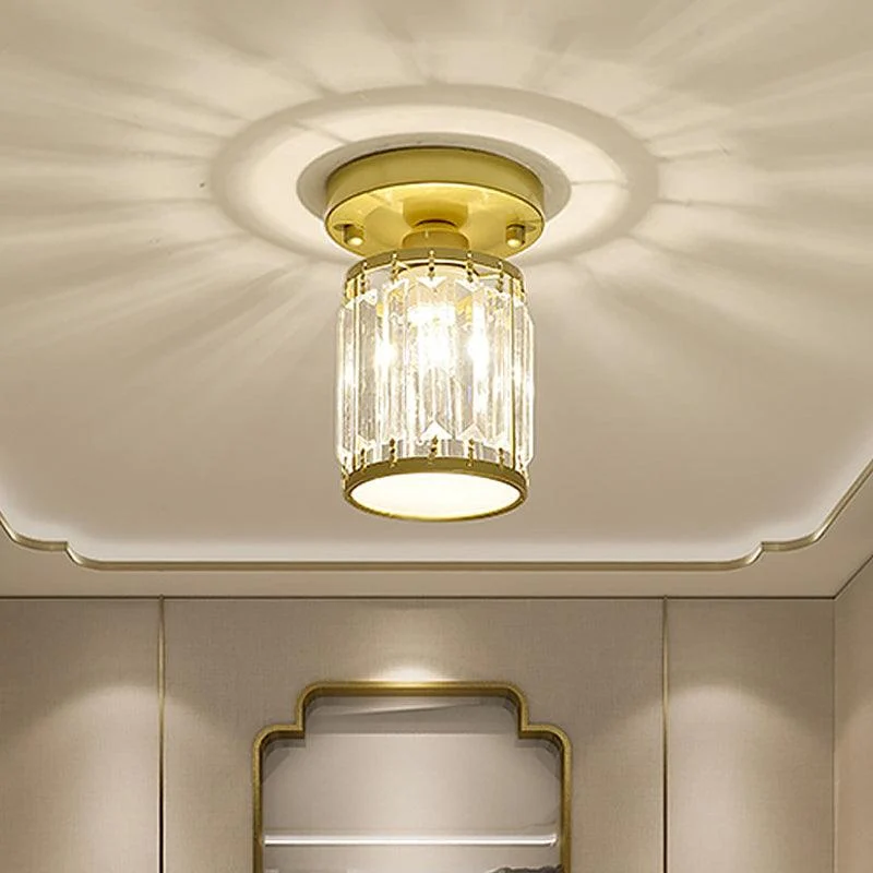 Crystal Foyer Ceiling Lamp - Modern Black/Gold Semi-Flush Design -  - #tag1#