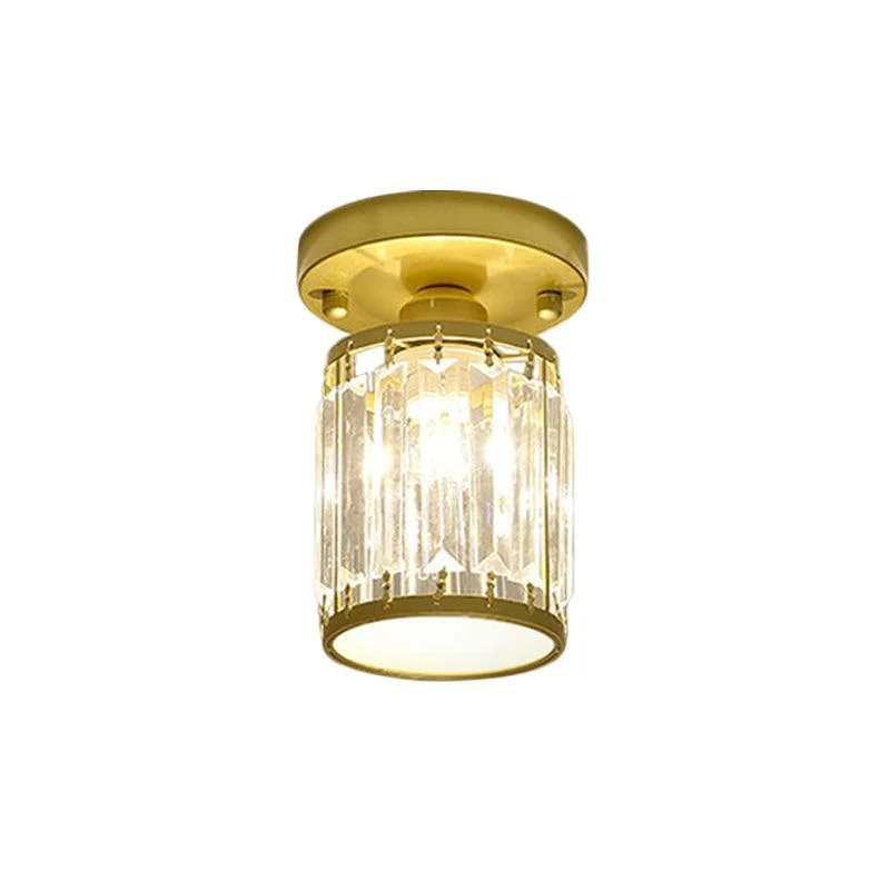 Crystal Foyer Ceiling Lamp - Modern Black/Gold Semi-Flush Design -  - #tag1#