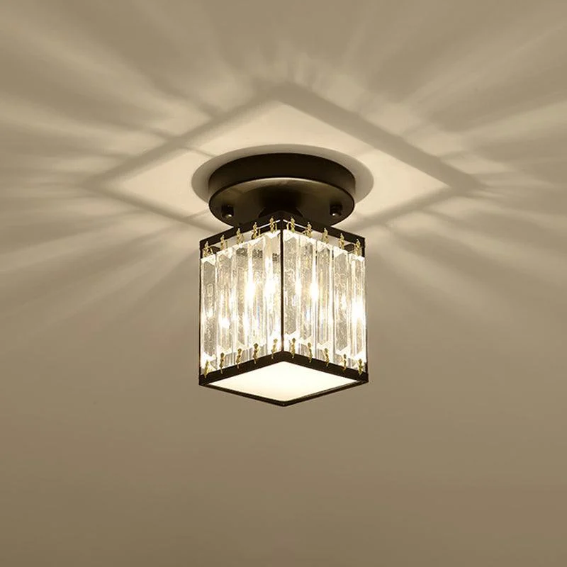 Crystal Foyer Ceiling Lamp - Modern Black/Gold Semi-Flush Design -  - #tag1#