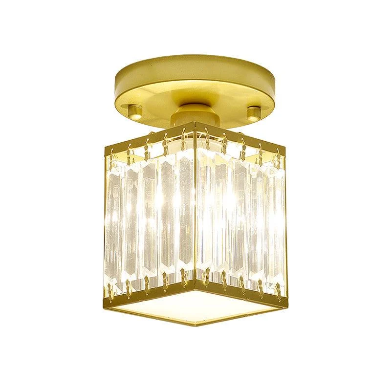 Crystal Foyer Ceiling Lamp - Modern Black/Gold Semi-Flush Design -  - #tag1#
