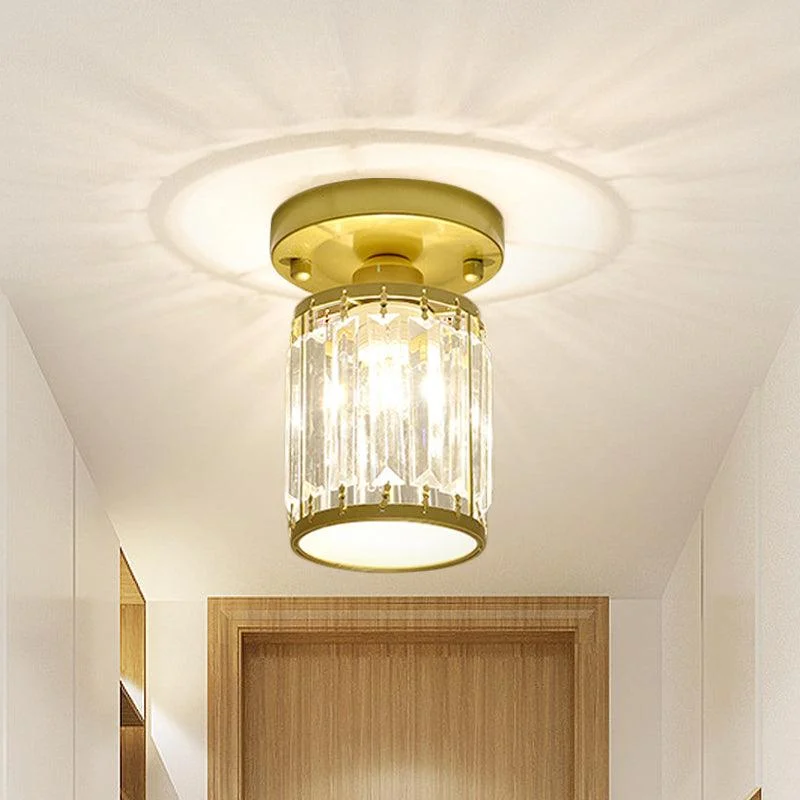 Crystal Foyer Ceiling Lamp - Modern Black/Gold Semi-Flush Design -  - #tag1#