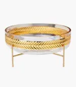 Crystal Fruit Bowl with Metal Wire Stand Luxury Centerpiece tag1
