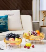 Crystal Fruit Bowl with Metal Wire Stand Luxury Centerpiece tag1