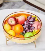 Crystal Fruit Bowl with Metal Wire Stand Luxury Centerpiece tag1