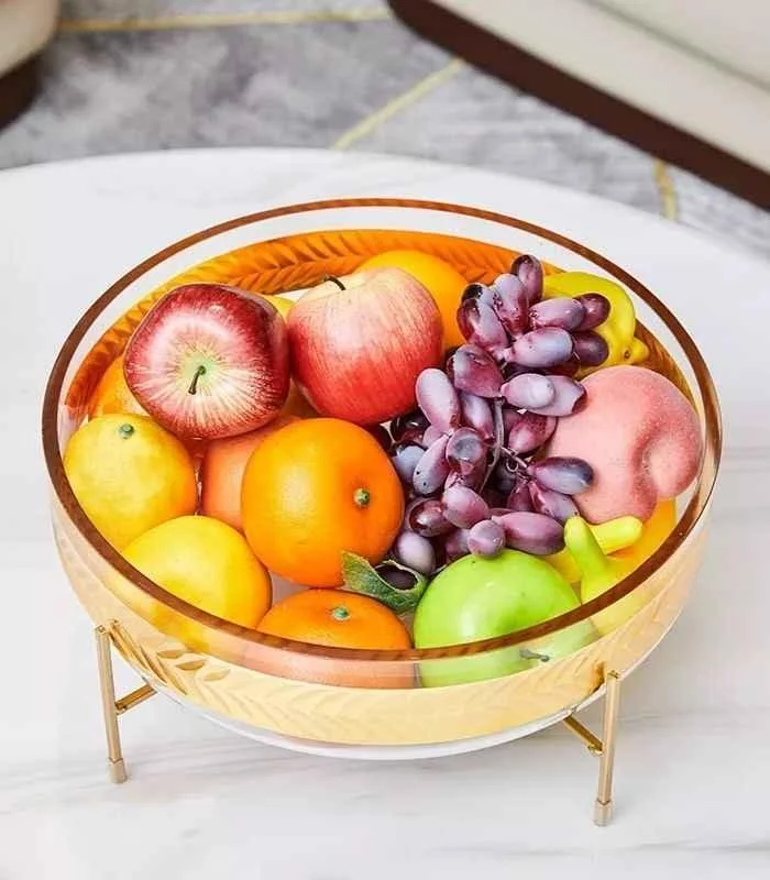 Crystal Fruit Bowl with Metal Wire Stand - Luxury Centerpiece -  - #tag1#