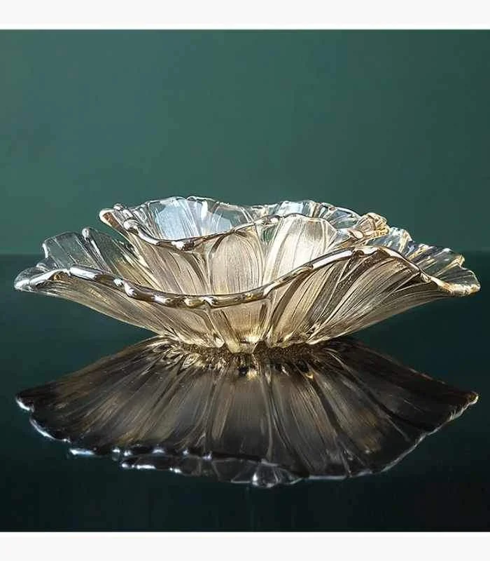 Crystal Glass Decorative Fruit Bowl Golden Yellow -  - #tag1#
