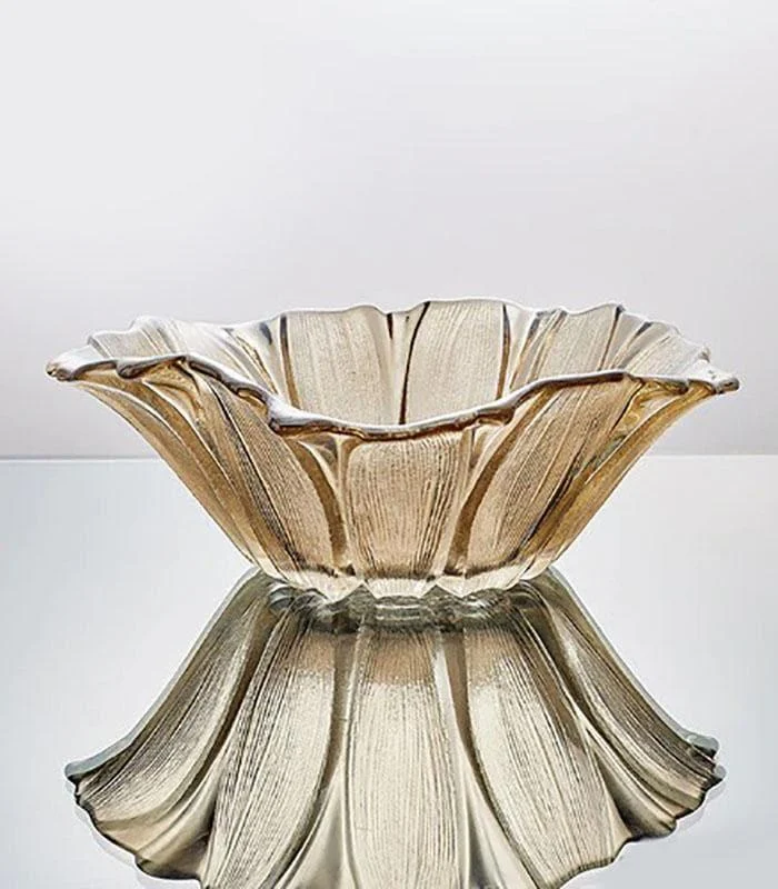 Crystal Glass Decorative Fruit Bowl Golden Yellow -  - #tag1#