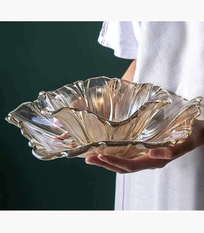 Crystal Glass Decorative Fruit Bowl Golden Yellow -  - #tag1#