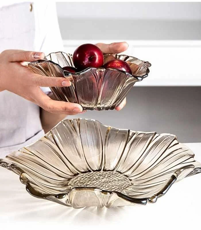 Crystal Glass Decorative Fruit Bowl Golden Yellow -  - #tag1#