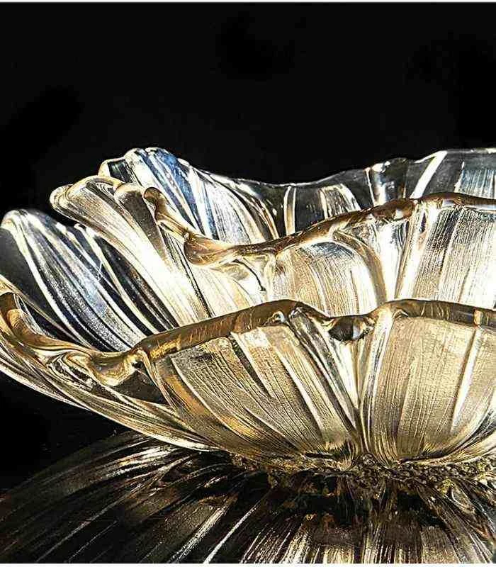 Crystal Glass Decorative Fruit Bowl Golden Yellow -  - #tag1#