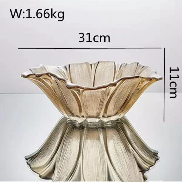 Crystal Glass Decorative Fruit Bowl Golden Yellow -  - #tag1#