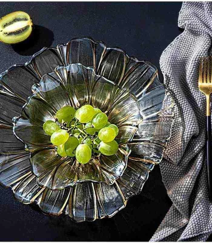 Crystal Glass Decorative Fruit Bowl Golden Yellow -  - #tag1#
