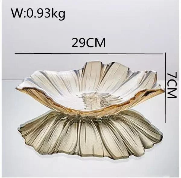 Crystal Glass Decorative Fruit Bowl Golden Yellow -  - #tag1#