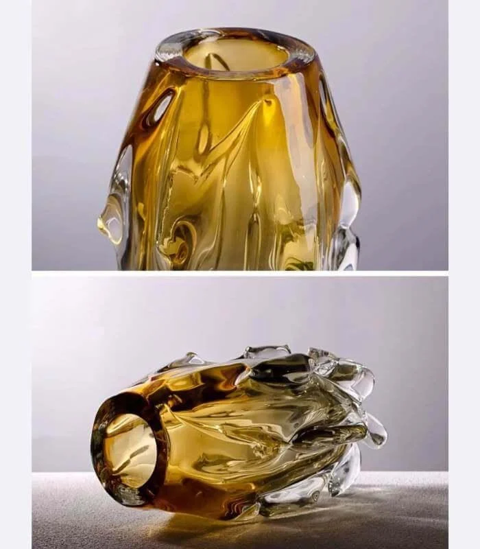 Crystal Glass Table Top Vase Amber Grey -  - #tag1#