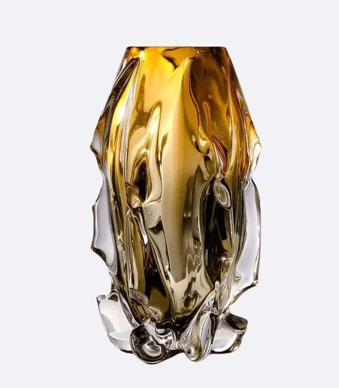 Crystal Glass Table Top Vase Amber Grey -  - #tag1#