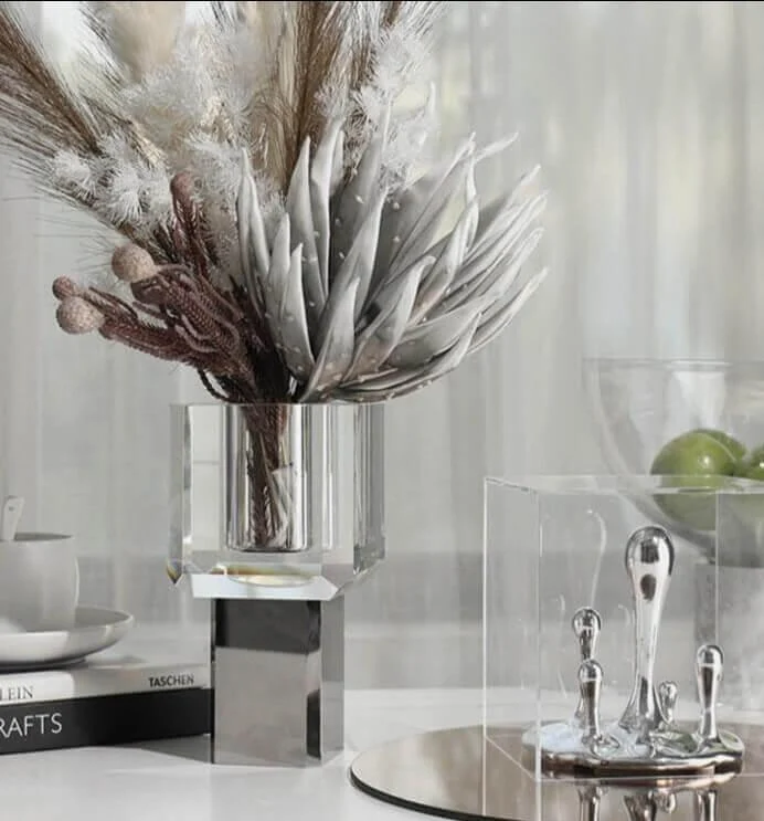 Crystal Glass Tabletop Vase Decorative 19 cm -  - #tag1#