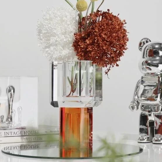 Crystal Glass Tabletop Vase Decorative 19 cm -  - #tag1#