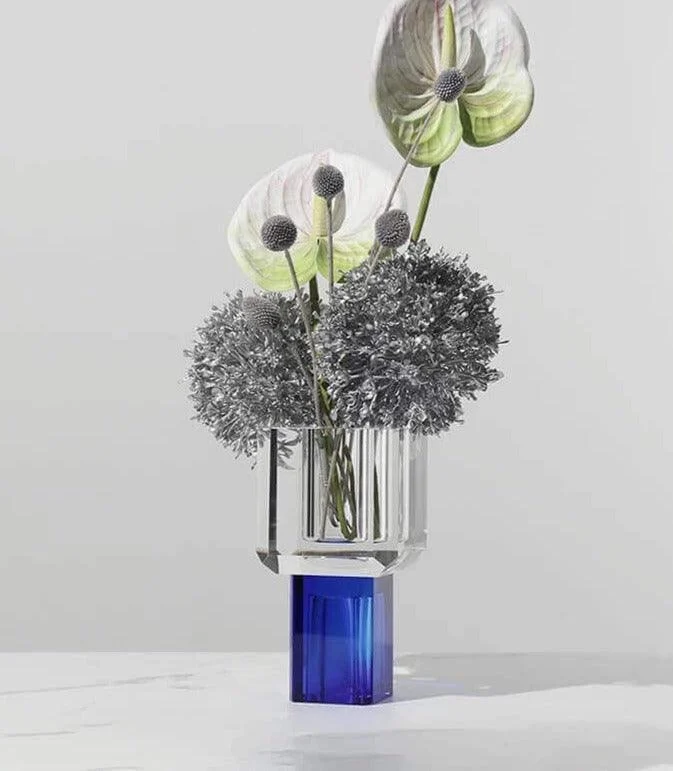 Crystal Glass Tabletop Vase Decorative 19 cm -  - #tag1#