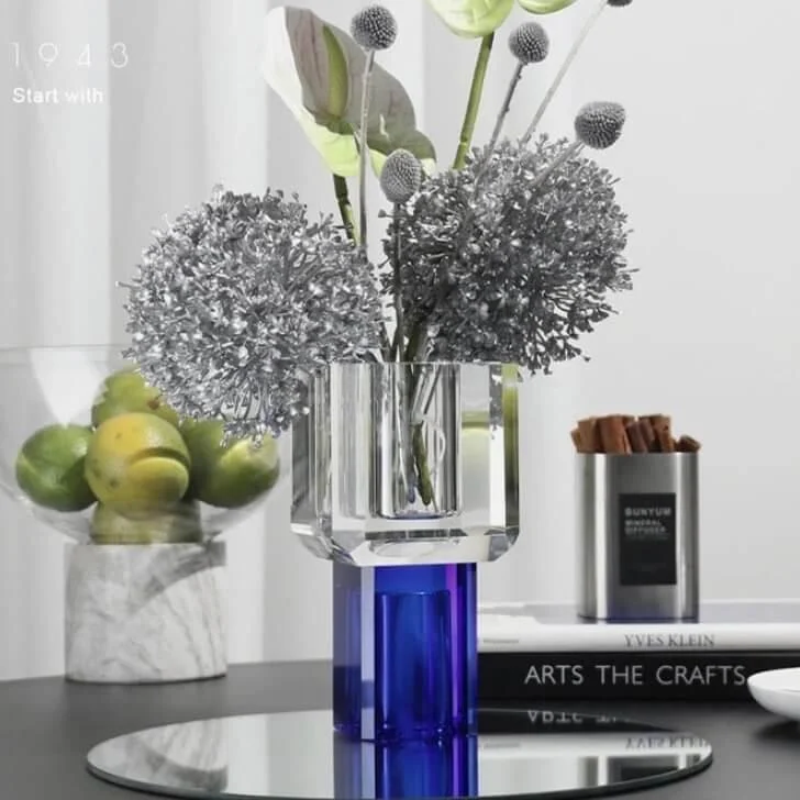 Crystal Glass Tabletop Vase Decorative 19 cm -  - #tag1#