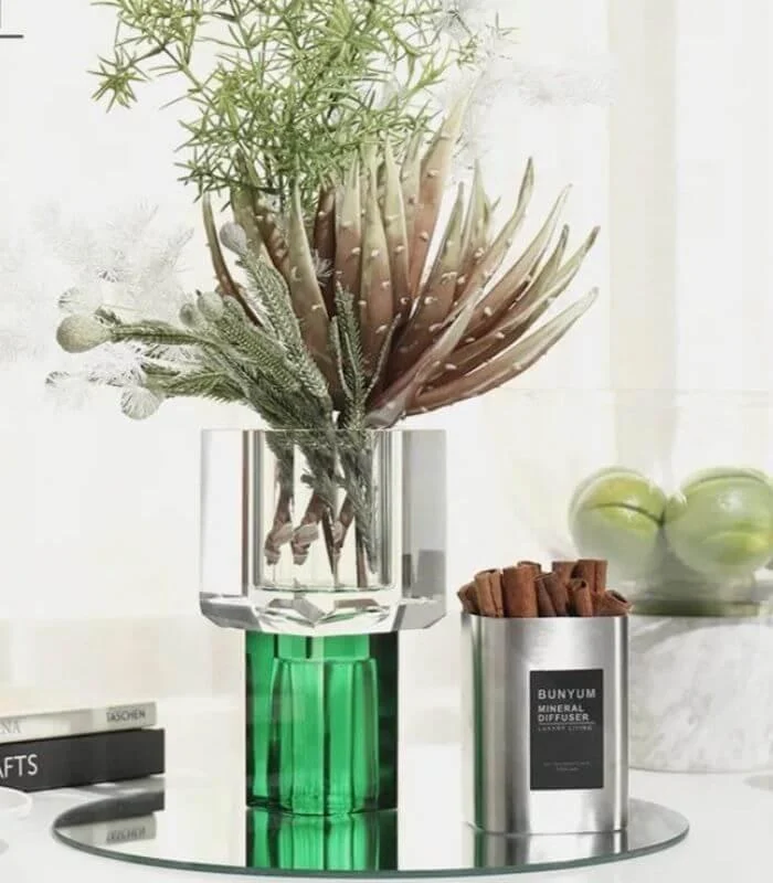 Crystal Glass Tabletop Vase Decorative 19 cm -  - #tag1#