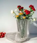 Crystal Glass Tabletop Vase Rectangular 23cm tag1