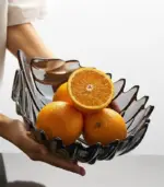 Crystal Leaf Fruit Salad Bowl 28cm tag1