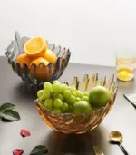 Crystal Leaf Fruit Salad Bowl 28cm tag1