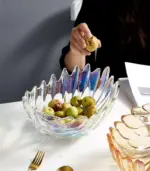 Crystal Leaf Fruit Salad Bowl 28cm tag1