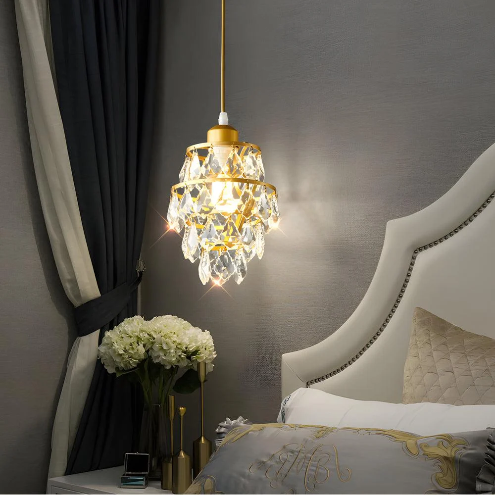 Crystal Pendant Light in Gold/Black - 1-Light Mini Chandelier -  - #tag1#