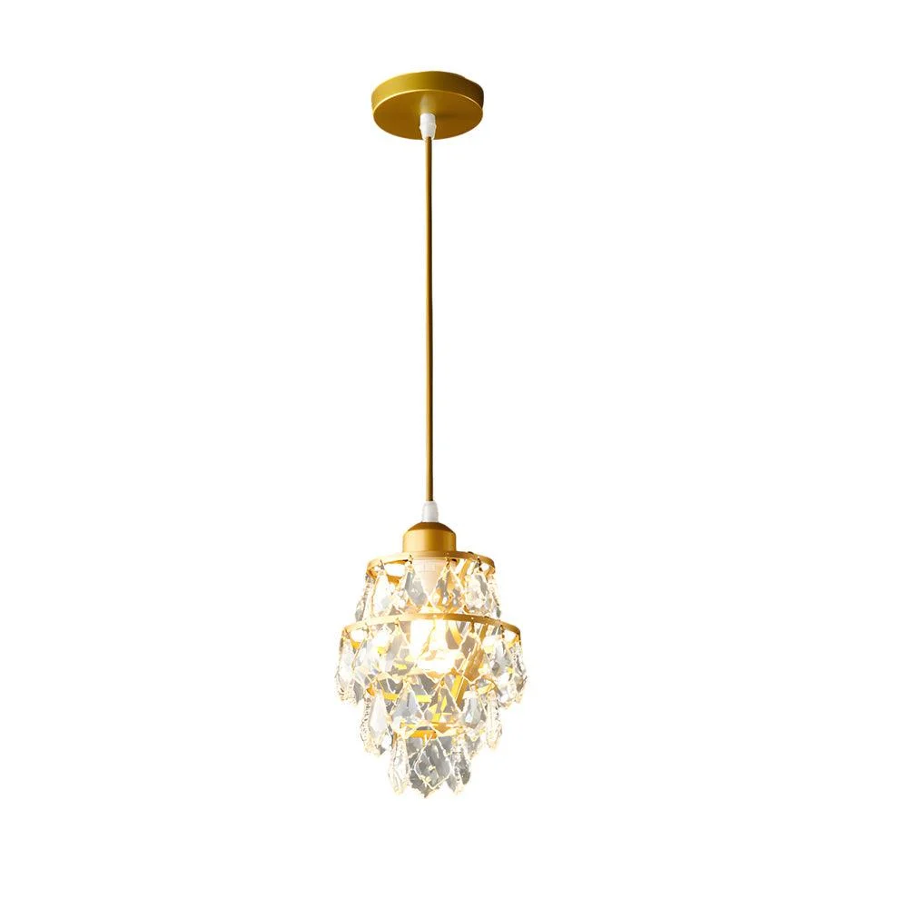 Crystal Pendant Light in Gold/Black - 1-Light Mini Chandelier -  - #tag1#
