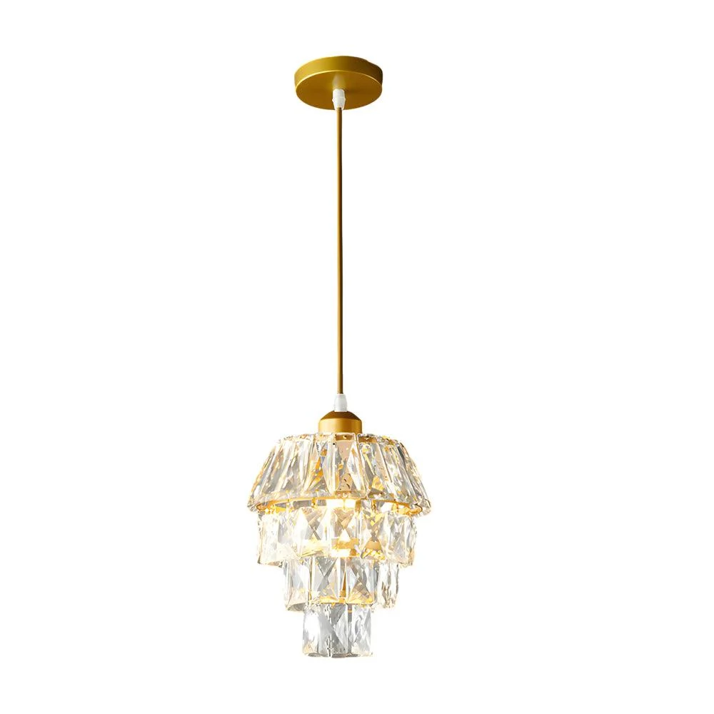Crystal Pendant Light in Gold/Black - 1-Light Mini Chandelier -  - #tag1#