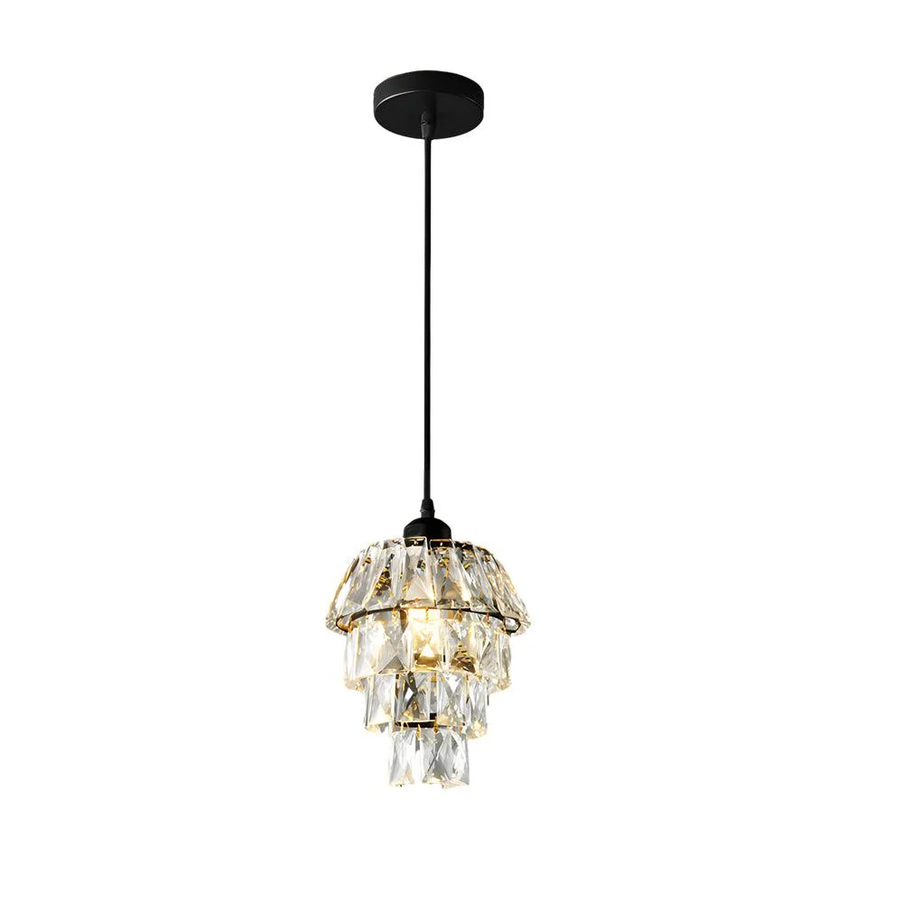Crystal Pendant Light in Gold/Black - 1-Light Mini Chandelier -  - #tag1#