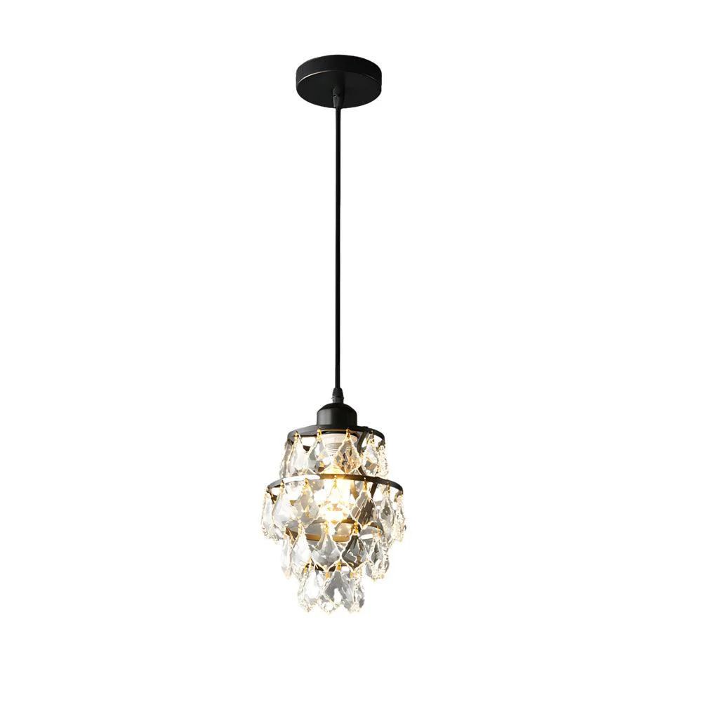 Crystal Pendant Light in Gold/Black - 1-Light Mini Chandelier -  - #tag1#