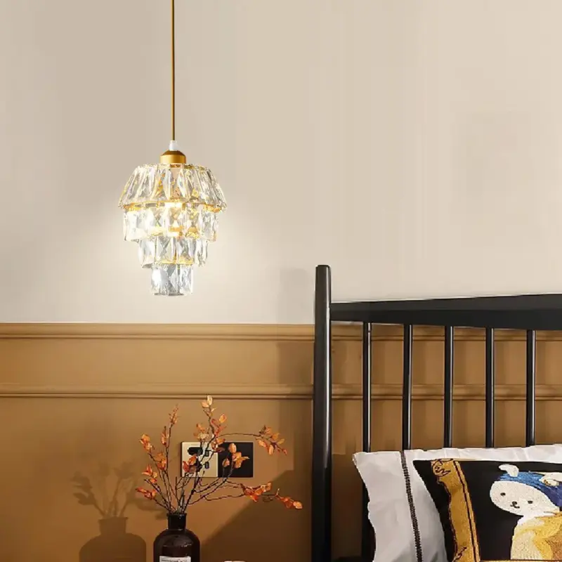 Crystal Pendant Light in Gold Black 1 Light Mini Chandelier tag1