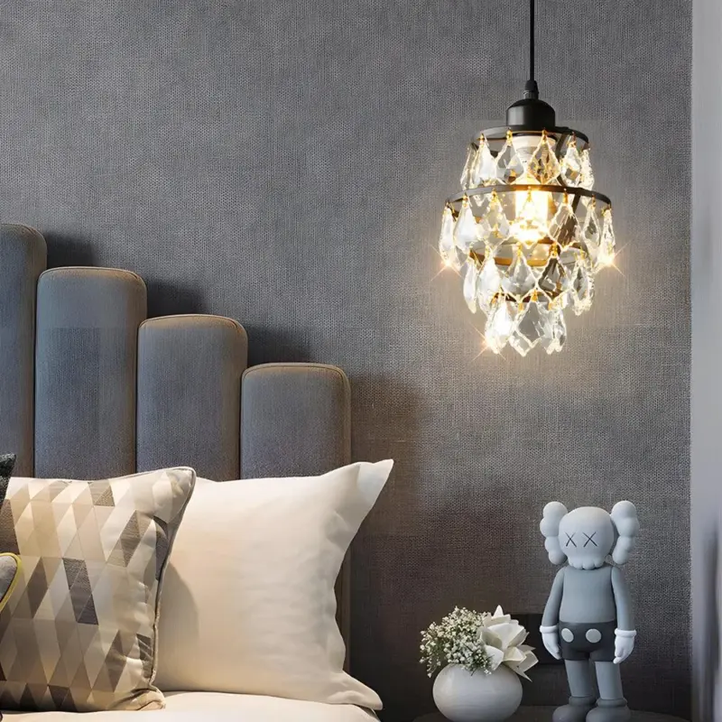 Crystal Pendant Light in Gold Black 1 Light Mini Chandelier tag1