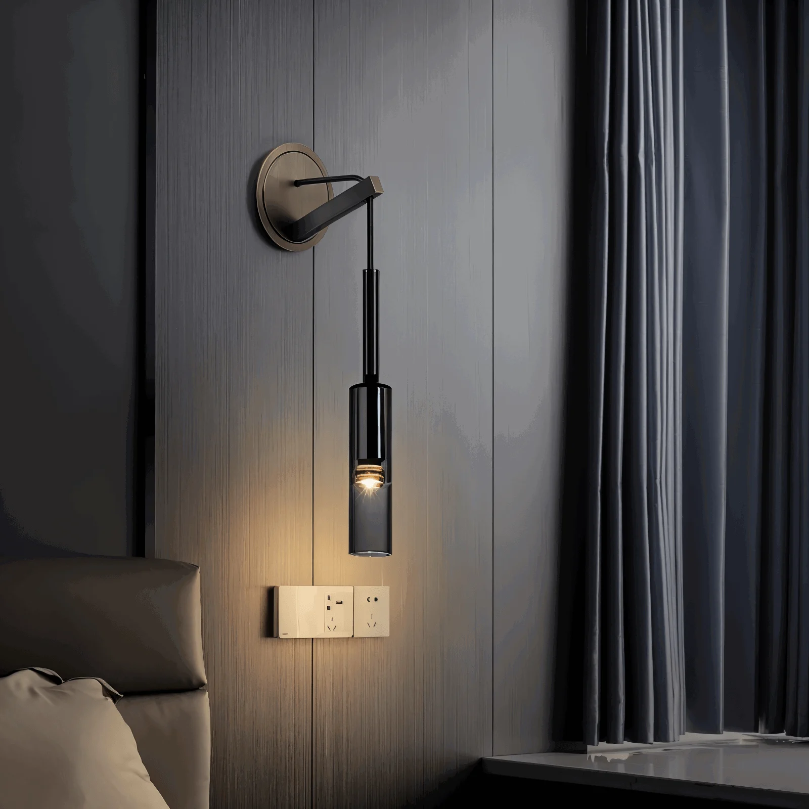 Crystal gray wall lamp - Minimalist smoky tube modern wall lamp -  - #tag1#