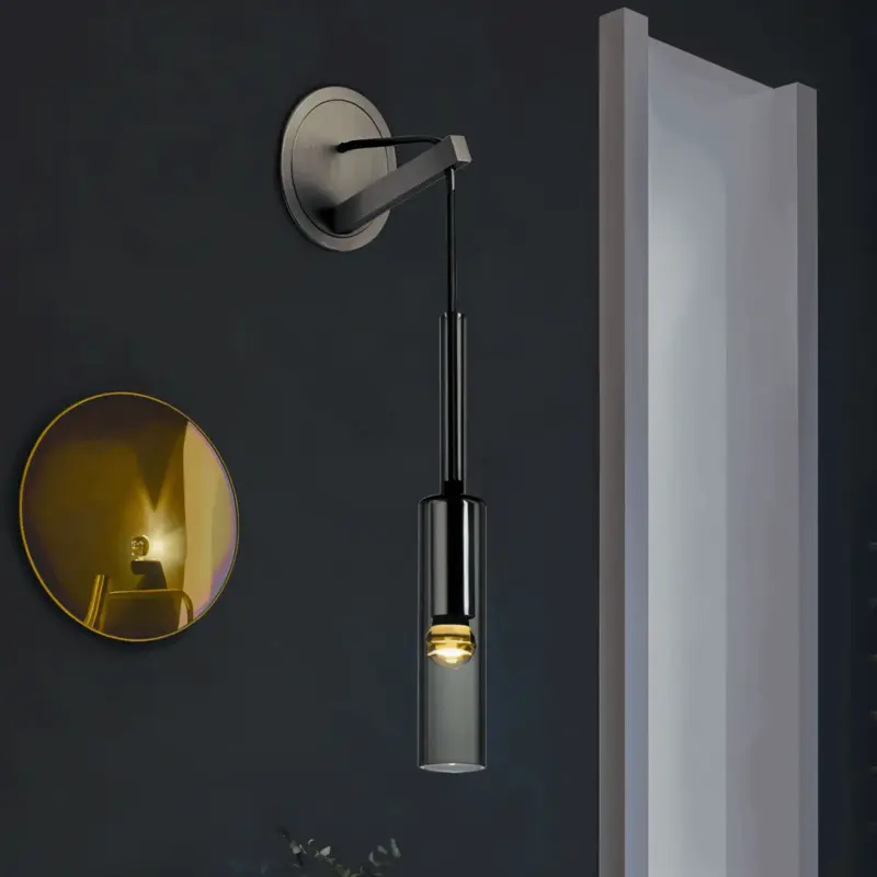 Crystal gray wall lamp Minimalist smoky tube modern wall lamp tag1