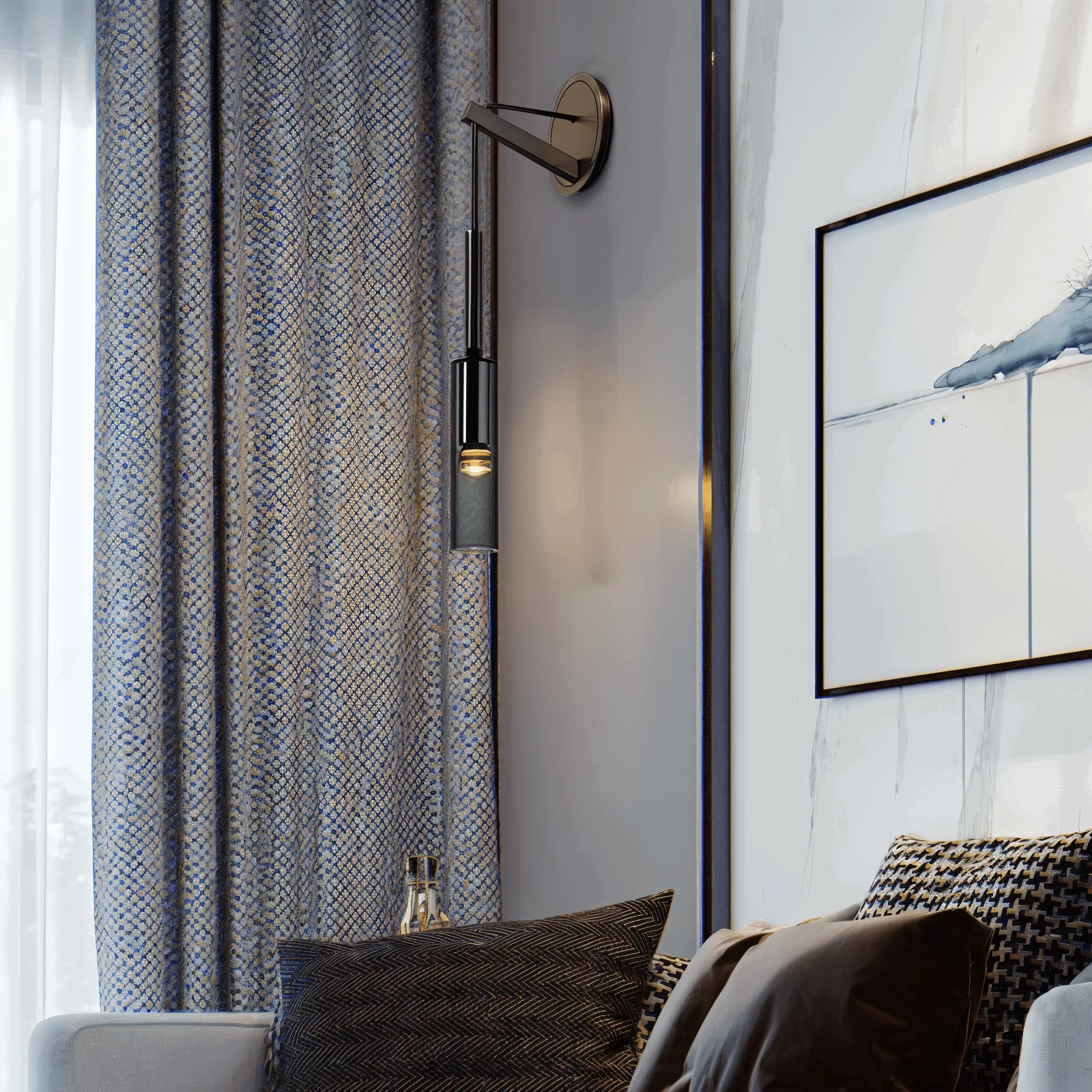 Crystal gray wall lamp - Minimalist smoky tube modern wall lamp -  - #tag1#