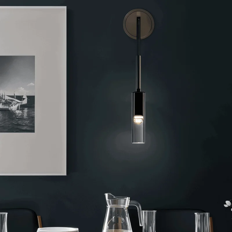 Crystal gray wall lamp - Minimalist smoky tube modern wall lamp -  - #tag1#