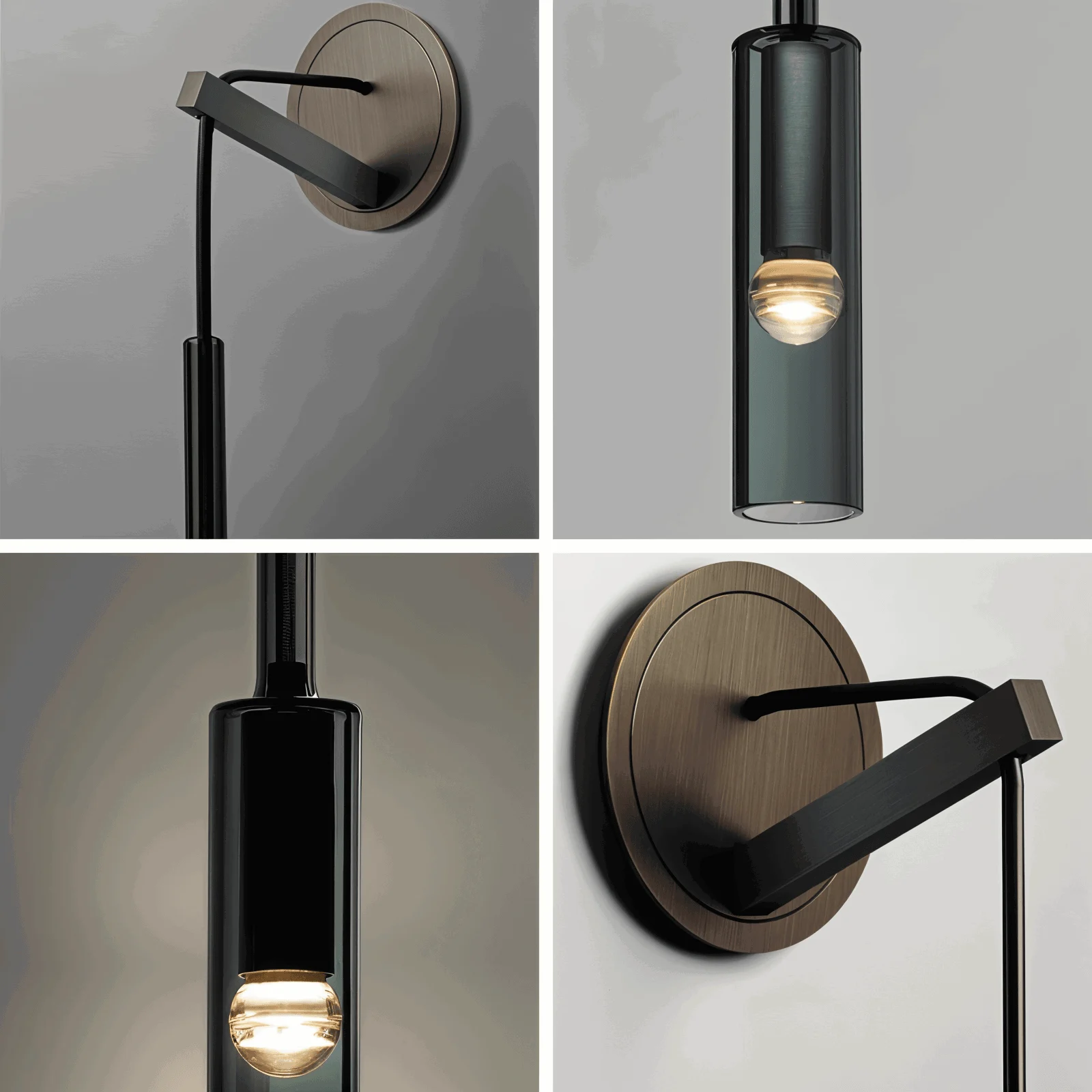 Crystal gray wall lamp - Minimalist smoky tube modern wall lamp -  - #tag1#