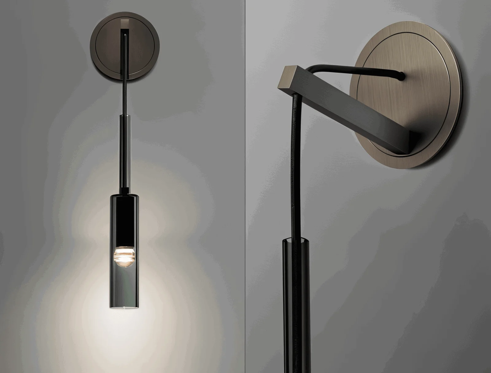 Crystal gray wall lamp - Minimalist smoky tube modern wall lamp -  - #tag1#