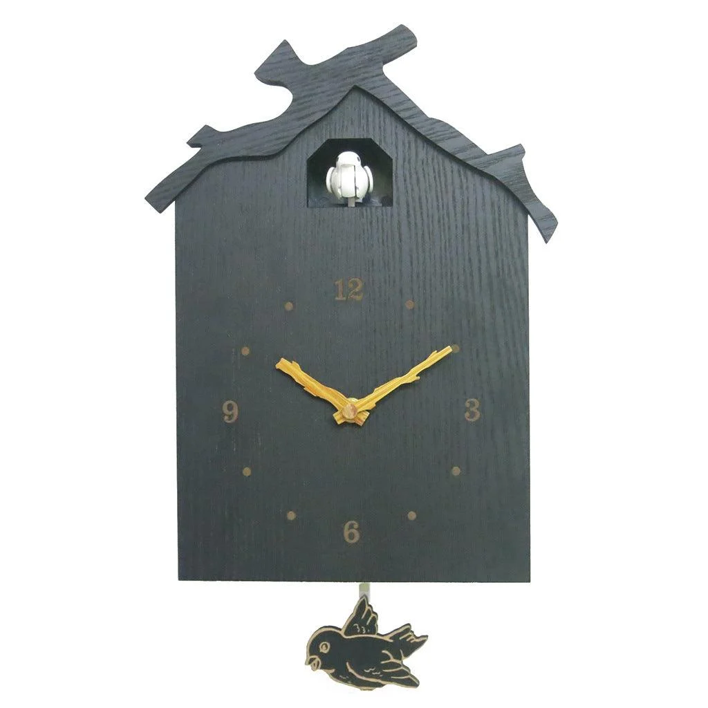 Cuckoo Pendulum Silent Wall Clock for Livingroom 12 Inches -
