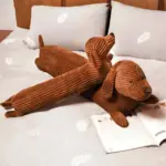 CuddlyPlush Adorable Cord Dachsund Plush Pillow tag1