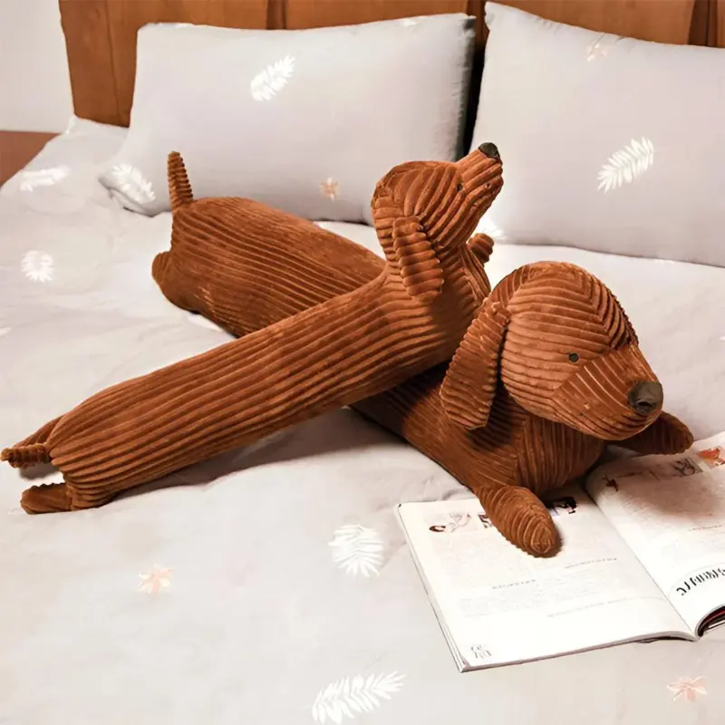 CuddlyPlush Adorable Cord Dachsund Plush Pillow tag1