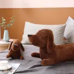 CuddlyPlush Adorable Cord Dachsund Plush Pillow tag1
