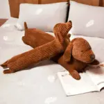 CuddlyPlush Adorable Cord Dachsund Plush Pillow tag1