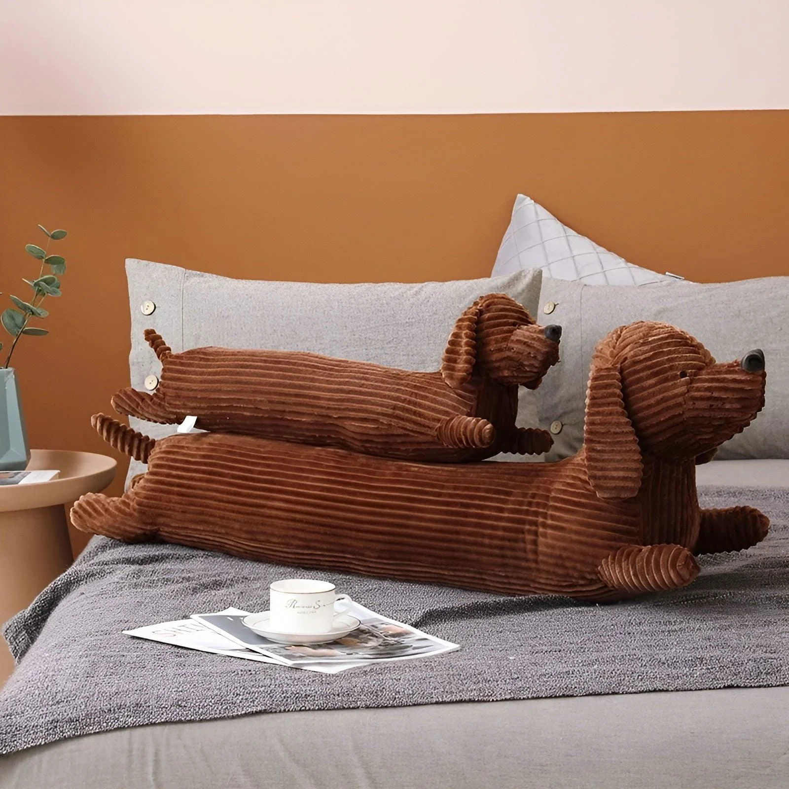 CuddlyPlush- Adorable Cord Dachsund Plush Pillow -  - #tag1#