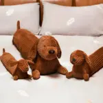 CuddlyPlush Adorable Cord Dachsund Plush Pillow tag1